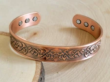 Pure Copper Magnetic Bracelet - Arthritis Pain Therapy Energy Cuff - Biker Skull