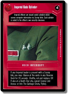 SWCCG: Imperial Code Cylinder [Ungraded] Premiere SW Star Wars CCG Decipher