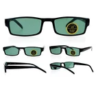 Mens Glass Lens Narrow Rectangular Plastic Spring Hinge Sunglasses