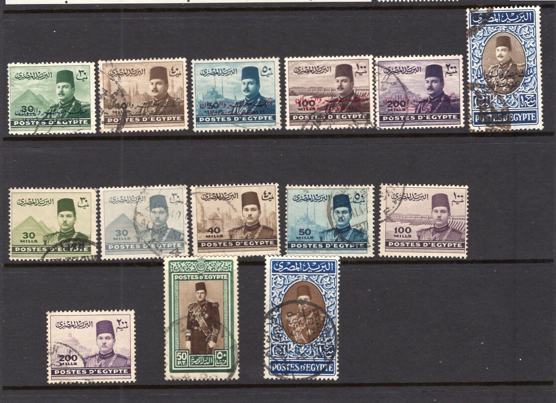EGYPT FAROUK & PALESTINE OVERPRINT SELECTION VERY FINE USED