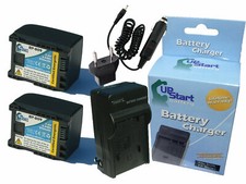 2x Battery Charger Car Plug EU Adapter for Canon VIXIA HF20, HF M40, HF S21