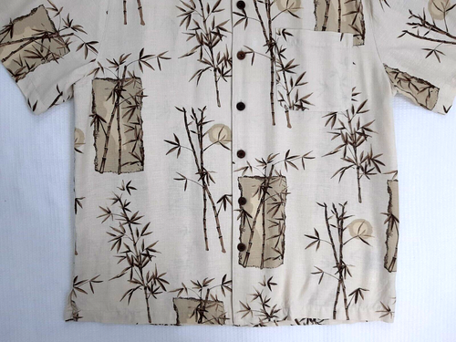 Caribbean Joe Men's Sz M Shirt 100% Silk Short Sleeve Bamboo Tropical Button Up - Picture 4 of 10