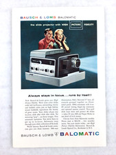 1958 BAUSH LOMB Balomatic SLIDE PROJECTOR Vintage PRINT AD Color Slideshow