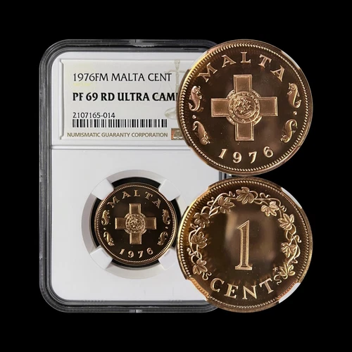 MALTA. 1976, 1 Cent - NGC PF69 - George Cross for Gallantry, Full Red, 🐬 Rare