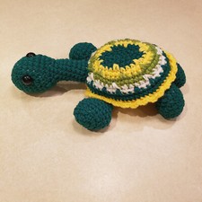 unbranded crochet plush stuffed turtle approx 12 inches long used clean