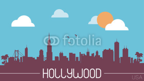 Bild auf Leinwand Hollywood USA skyline silhouette flat design vector Bild auf Leinwand Hollywood USA skyline silhouette flat design vector