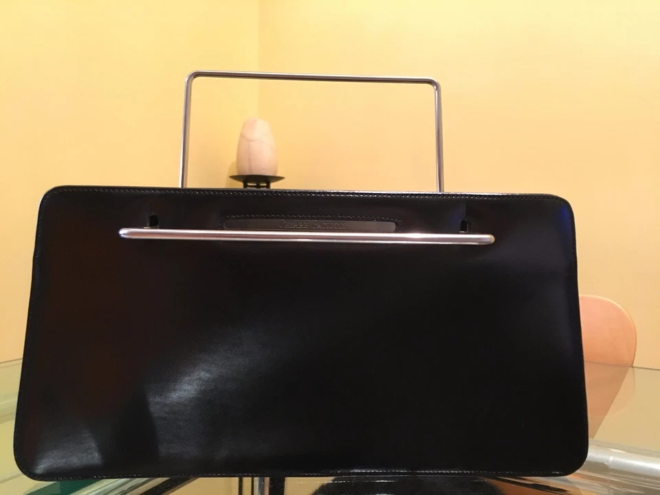 Auténtico bolso de mano de cuero negro para mujer Cesare Paciotti - ¡NUEVO! Foto 2 de 4