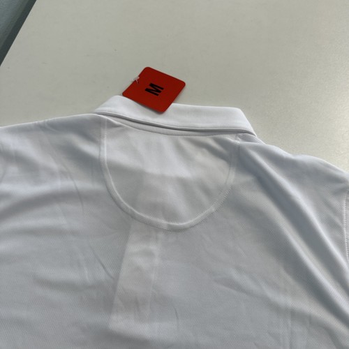 Pebble Beach Mens White w/ Blue Stripes Performance Polo NEW (lipstick on collar - Picture 13 of 13