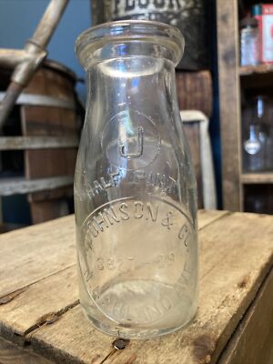 Vintage Half Pint Milk Bottle Johnson s Dairy Chicago Illinois Ashland Ave.