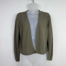 J.Jill Cardigan Womens Petite L Green Linen Blend Long Sleeve Open Boho Career