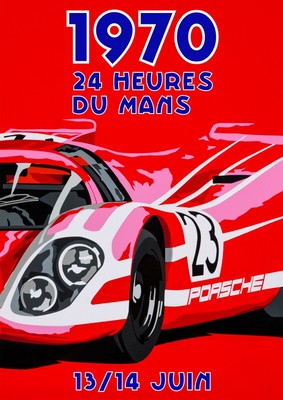 Print on Paper /& Canvas Giclee Poster Porsche 1970 Le Mans France Race