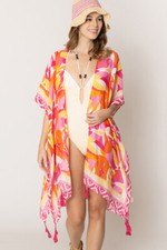 Anthropologie Style Women's Flower Print Kimono Cardigan Cover Up