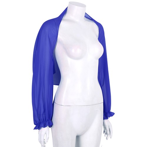 Lady Open Front Chiffon Cardigan See-through Bolero Shrug Crop Top Evening Party - Picture 339 of 466
