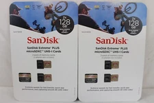 2 New 2 Packs SanDisk Extreme Plus MicroSDXC UHS-I Cards 128 GB ZZ