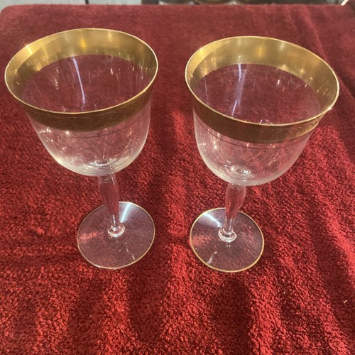 Glastonbury-Lotus Minton 36 goldverkrustete Wasser Weinkelche 2er Set um 1960 - Bild 1 von 5