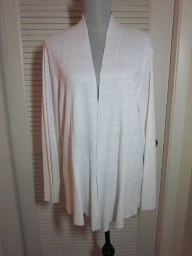 EILEEN FISHER 1X Sweater Shaped Cardigan White 100% Linen NEW TAG