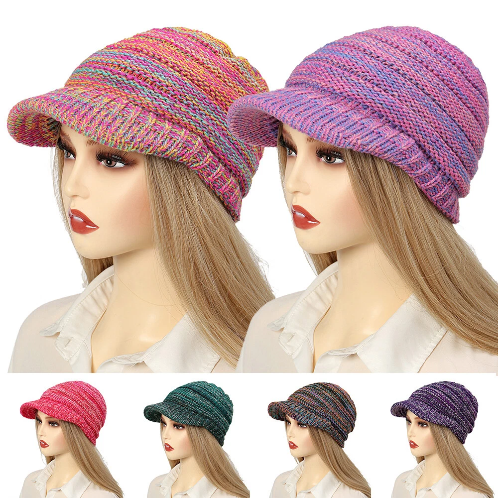 Beanie Hat Cap Plain Knit Ski Skull Cuff Winter Warm Slouchy Men Women Brim Hat