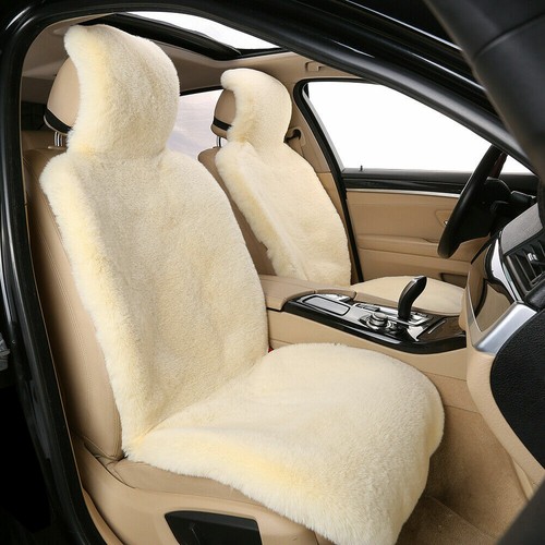 Faux Sheepskin Wool Fur SUV Truck Car Seat Cushion + Fuzzy Steering Wheel Covers - Picture 15 of 16