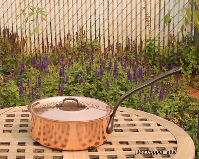 Baumalu Copper 8'' Saute Pan w/ Lid, iron handle, Made in France