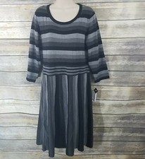 SANDRA DARREN NWT Dize XL Striped 3/4 Sleeve Flared Sweater Dress $78