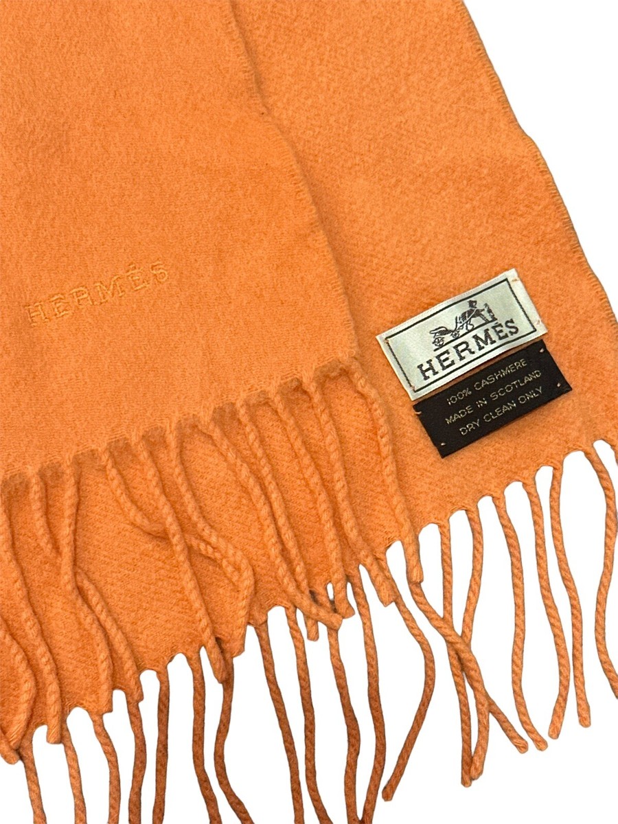 Hermes Shawl Cashmere Orange Preowned | eBay