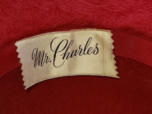 Vintage Merrimac roter Fischerhut Filz pelzig Damen rot Hut Society Mr Charles - Bild 5 von 11