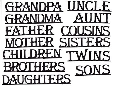 Word Die Cuts, 2 pc, - You choose word(s) - Mother, Father, Scrapbooking, Card