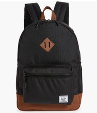HERSCHEL HERITAGE YOUTH XL Backpack - Black/Saddle Brown - NWT
