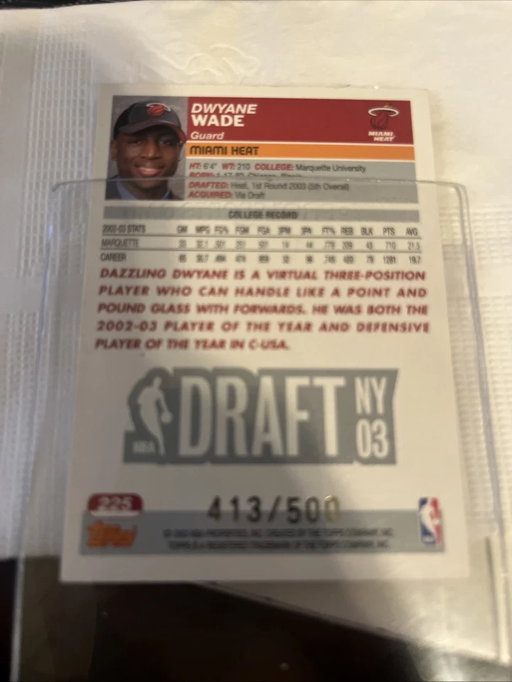 2003-04 Dwyane Wade Topps RC 413/500 TOUGH Black Border RARE! Rookie - Image 4 of 4