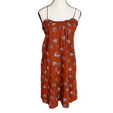 Madewell Orange Daisy Shift Dress Spaghetti Straps 100% Cotton Women’s Size XS