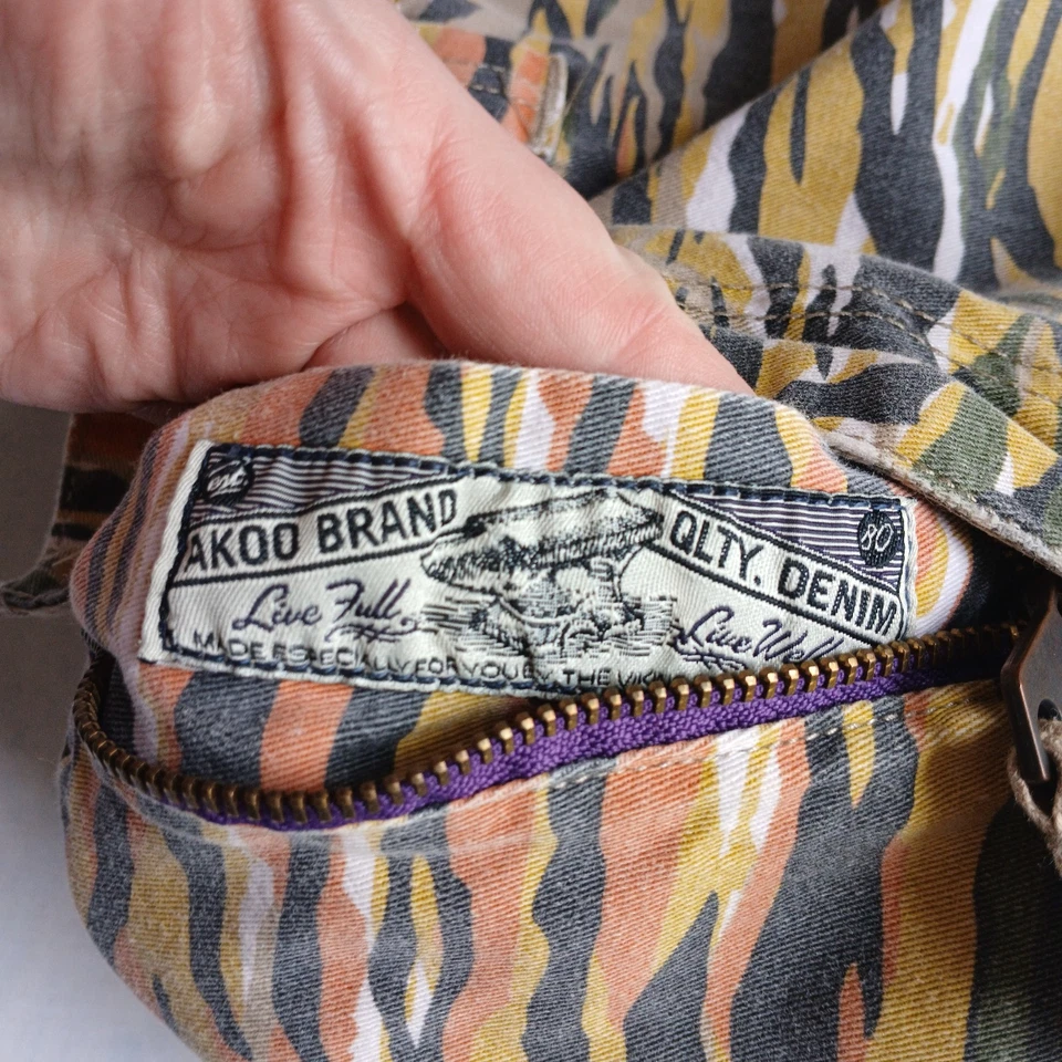 Pantalones Cortos de Carga Akoo Para Hombres 38 Tigre Rayas Camuflados Bolsillos Grunge Patinador Y2k Relajado  Foto 3 de 4