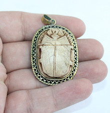 UNIQUE PHARAONIC ANCIENT EGYPTIAN Pendant ROYAL KING SCARAB Pharoh Necklace (BT)