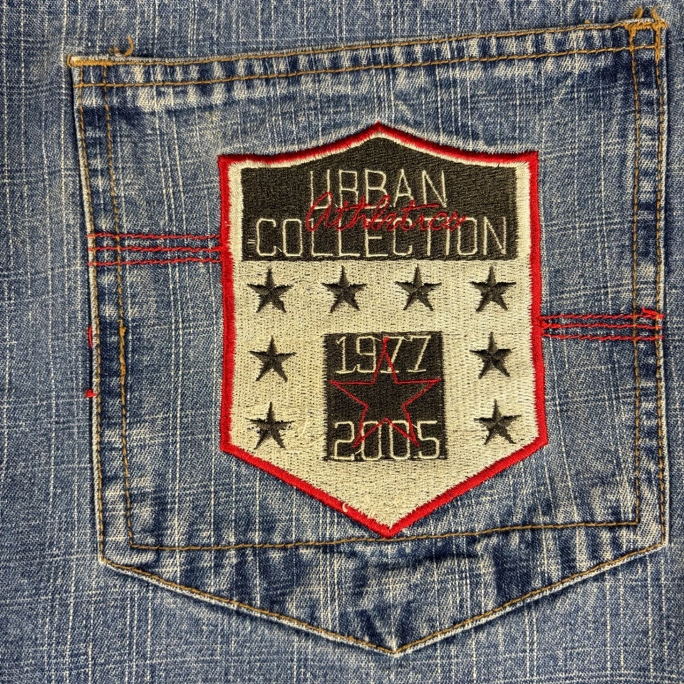 Pantalones Cortos de Vaqueros Anchos Sueltos De Colección para Hombres Talla 38 x 14 Bordados Baloncesto Hip Hop Foto 4 de 4