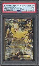 2016 Pokémon XY Black Star Promo Red & Blue Full Art #XY124 Pikachu EX NM PSA 7