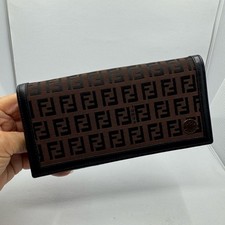 Fendi Zucca Bifold Canvas Leather Long Wallet 24571