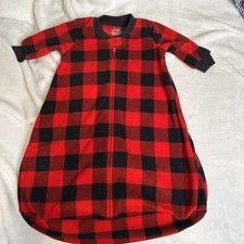 Carter's Red/Black Buffalo Check Fleece Sleep Bag 0-3 month NWT 