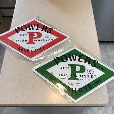 Powers Irish Whiskey Metal Signs Set 17 x 12  Inch Bars Pub Restaurants Man Cave