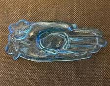 Vintage Degenhart Glass Pre 1975 Blue Bell Open Hand Pin Dish Or Paperweight