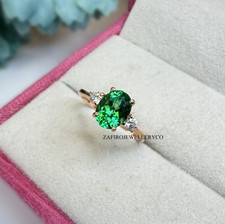 Emerald Ring, 925 Sterling Silver, Gift Her, May Birthstone, Lab Created Emerald