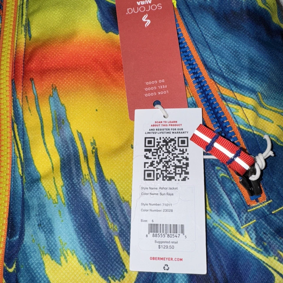 Jaqueta OBERMEYER Ashor Infantil Tamanho 5 Inclinações Térmicas Azul Laranja Raios de Sol Nova Com Etiqueta - Imagem 2 de 4