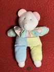 vintage 11,5" Eden bloc couleur pastel éponge ours clown col peluche hochet