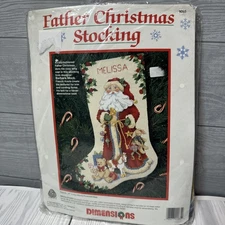 Dimensions needlepoint 9085 Father Christmas 16" stocking kit W/ Alphabet Chart 