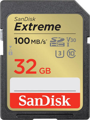 SANDISK 32GB Extreme SDHC UHS-I Memory Card - C10, U3, V30, 4K, UHD, SD Card - S