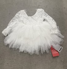 NWT 2 Bunnies White Lace Tutu Dress for Wedding Christening Special Occasion 6M