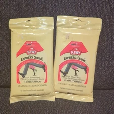 2 New Kiwi Express Shine Clean And Shine Wipes 15ct In Each Pack For All Colors