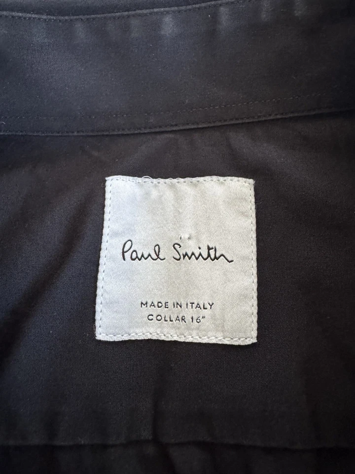 Paul Smith size 16 (41) long sleeve formal shirt black Italy cotton stripes - image 4 of 4