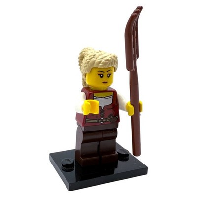 LEGO  MOC Minifigur  Dorfbewohnerin / Bäuerin  mit Mistgabel Mittelalter Magd
