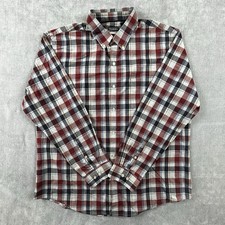 Van Heusen Shirt Mens XL 17-17.5 Plaid Long Sleeve Button Up Casual W/ Pocket