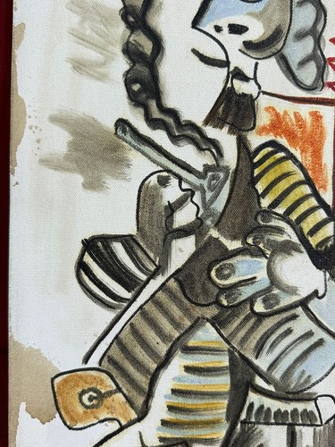 PABLO PICASSO oil painting on canvas, vtg stamped signed - Picture 3 of 5