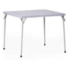 Pemberly Row Gray Folding Table with Steel Frame Portable Durable
